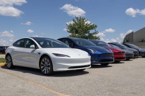Indianapolis, ,may,30,,2024:,tesla,ev,electric,vehicles,display.